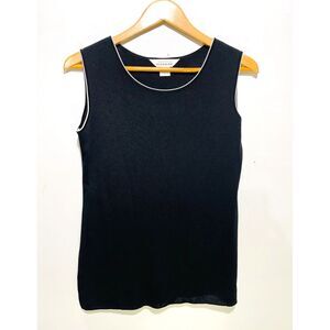 Exclusively Misook classic knit tank top black casual office minimalist women S